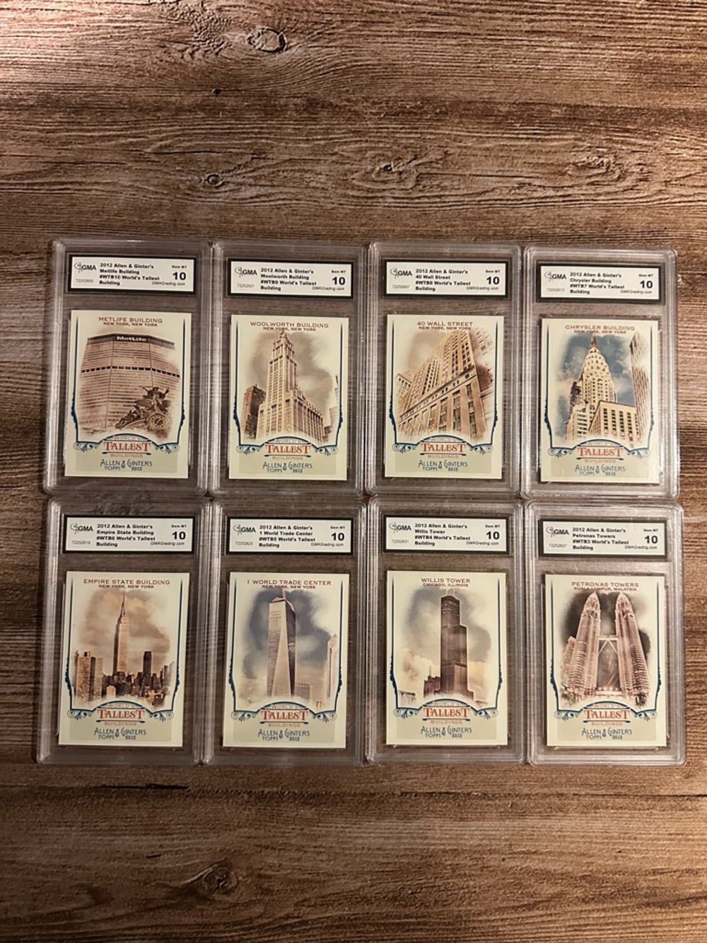 Lot of 8 - 2012 Allen & Ginters World Tallest Buildings - GMA graded Gem MT 10’s